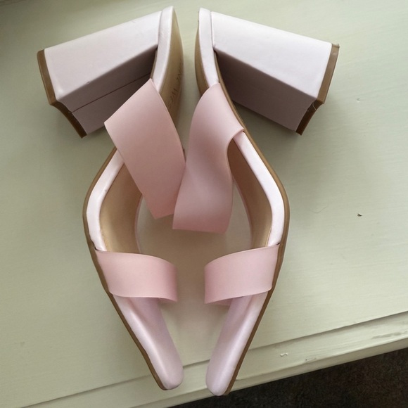 NINE WEST Semi-Opaque Sandals Light Pink Gay High-Heel Mule Shoes Dressy Size 9 - Picture 4 of 9